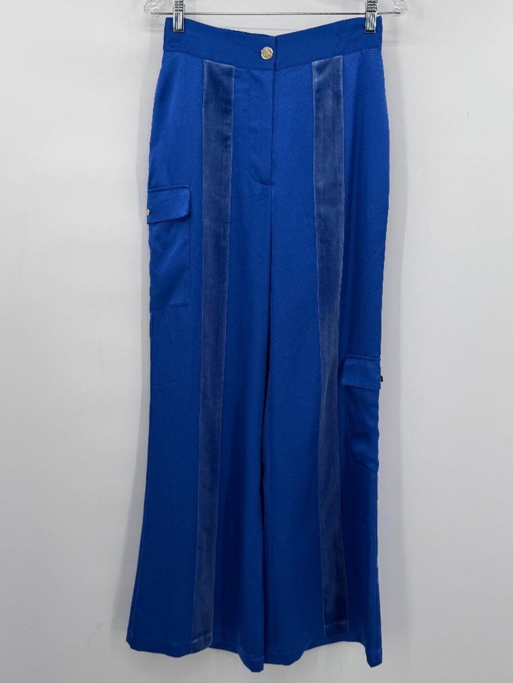 Emily McCarthy Cobalt Blue High Rise Wide Leg Cargo Pants Luxe Statement Women S